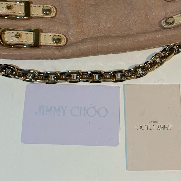 Jimmy Choo Brix Convertible Clutch Python Trim Leather Chain Shoulder Bag - Picture 13 of 16